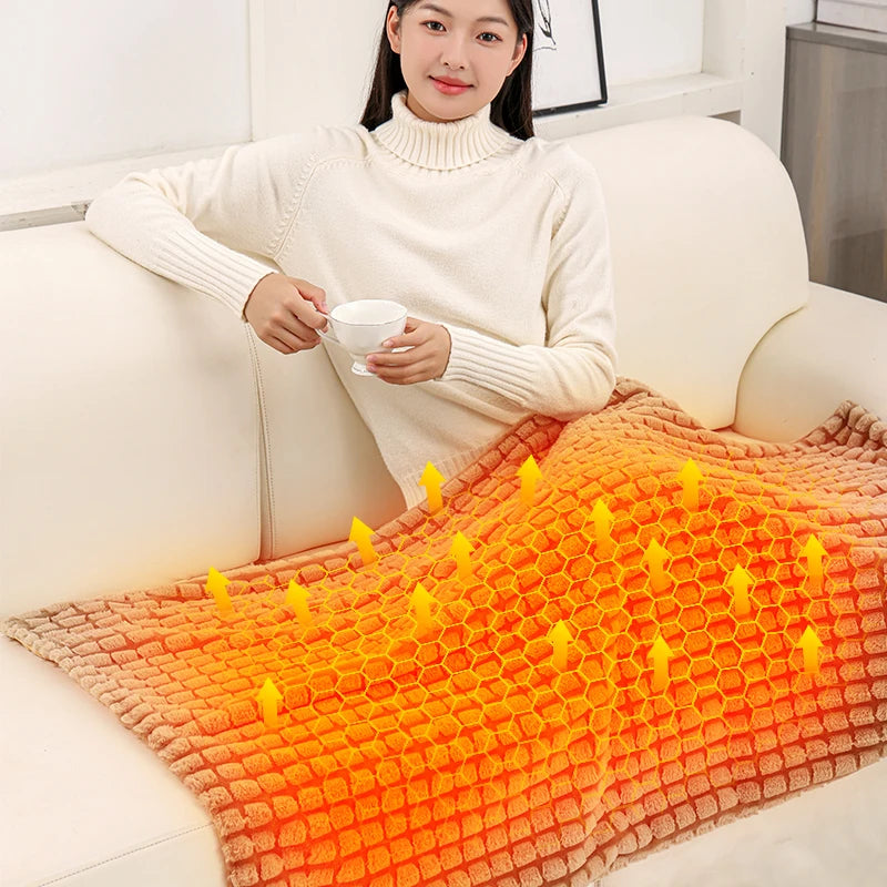 USB Cordless Electric Heated Blanket 3 Heat Settings Washable Winter Shawl Wrap Wearable Heated Blanket