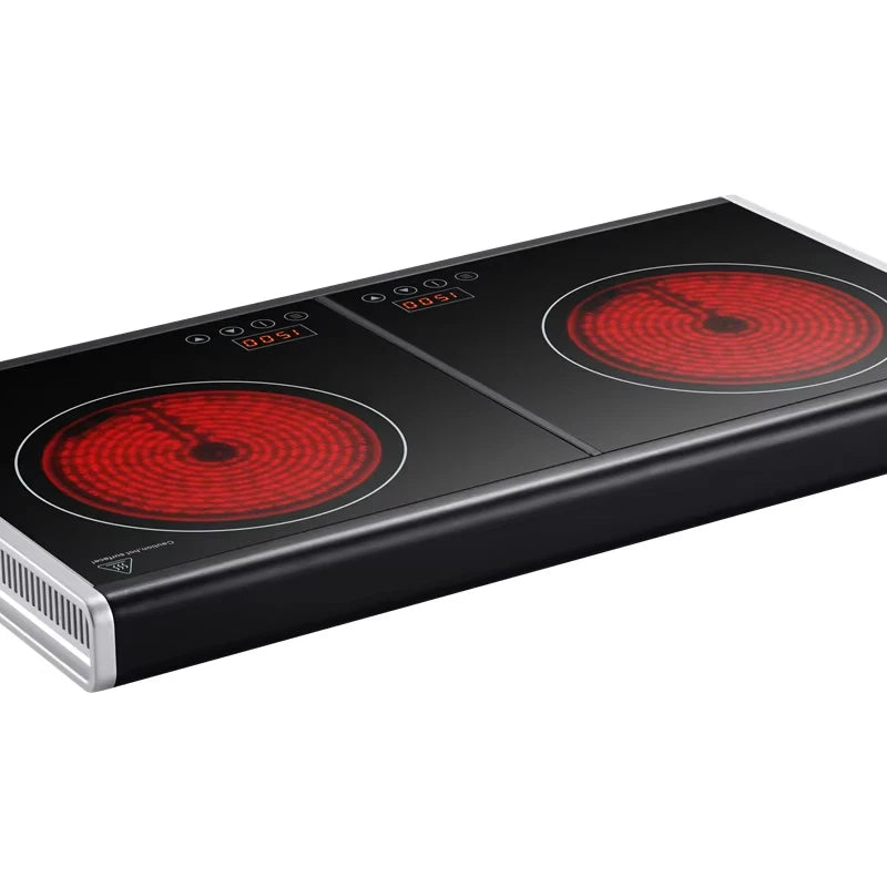 Double Burner Portable Electric Ceramic Hob With High- Temperature Resistance Plastics for Household Use