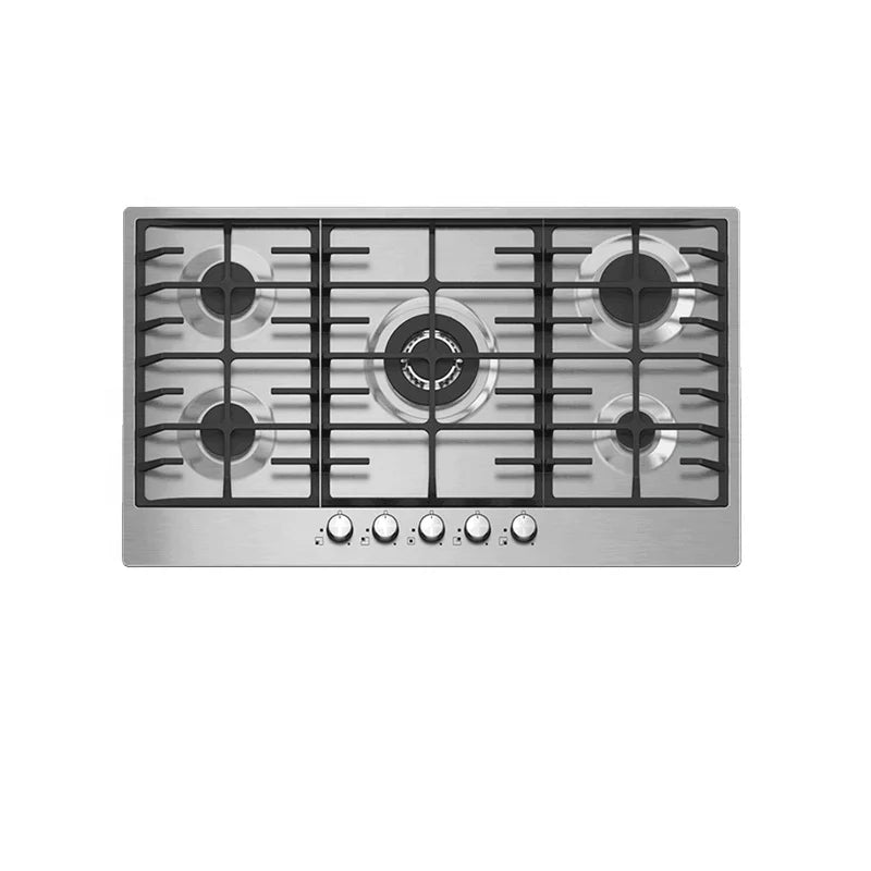 Kitchen Appliance Gas Hob Stainless Steel Panel Built-in Gas Stove AC/battery Ignition with Safety Device 5 burner Gas Cooker