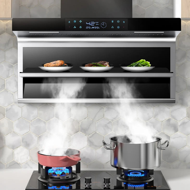 Custom Wall Mount Kitchen Large Suction Cooktop Hood Top Side Extractor Fan Double Suction Black 24 36 Inch Range Hood