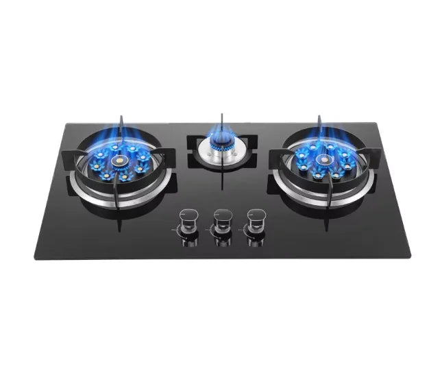 Gas Stove for Kitchen Easy Use & Clean Smart Timer 3 Burner Gas Cooktop with Glass Battery Powered Good Price Suppliers