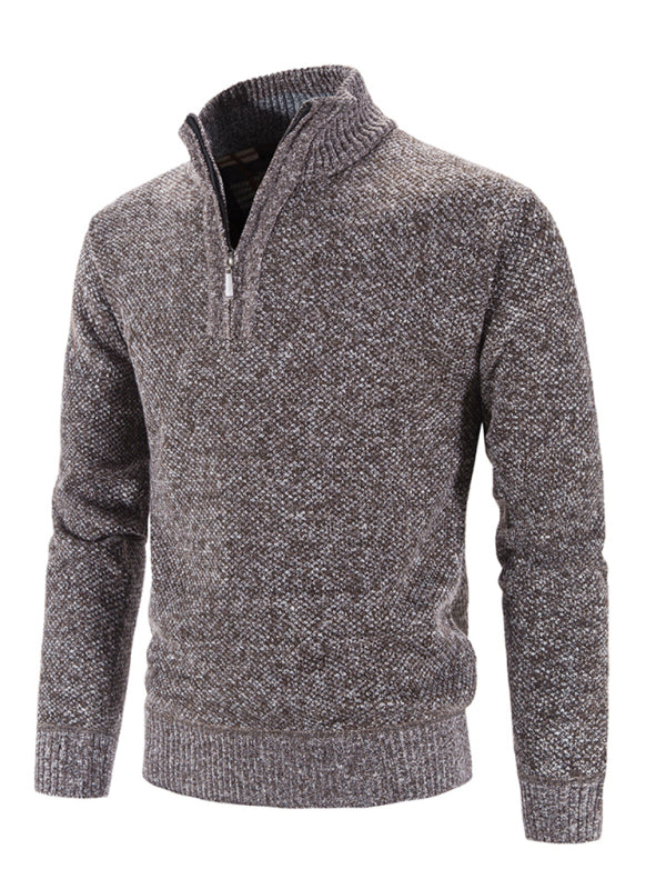 half turtleneck sweater men's zipper sweater slim fit